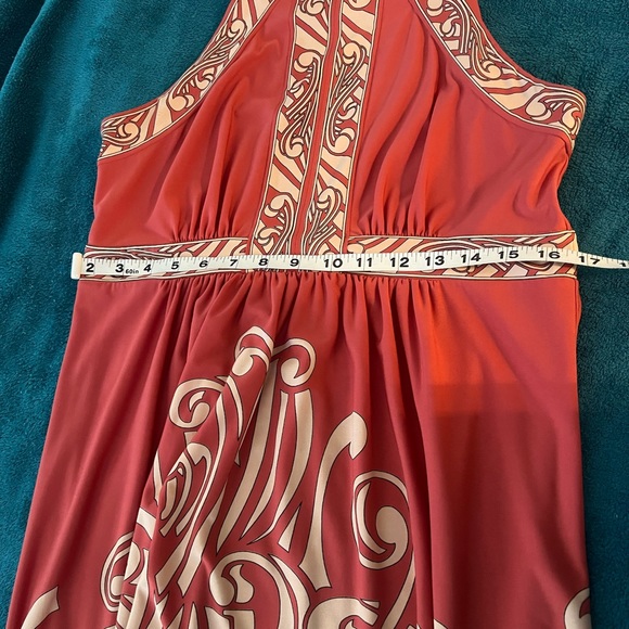 BCBGMaxAzria Damask Stained Glass Print Halter Dress Coral Pink Womens Medium - Picture 6 of 6